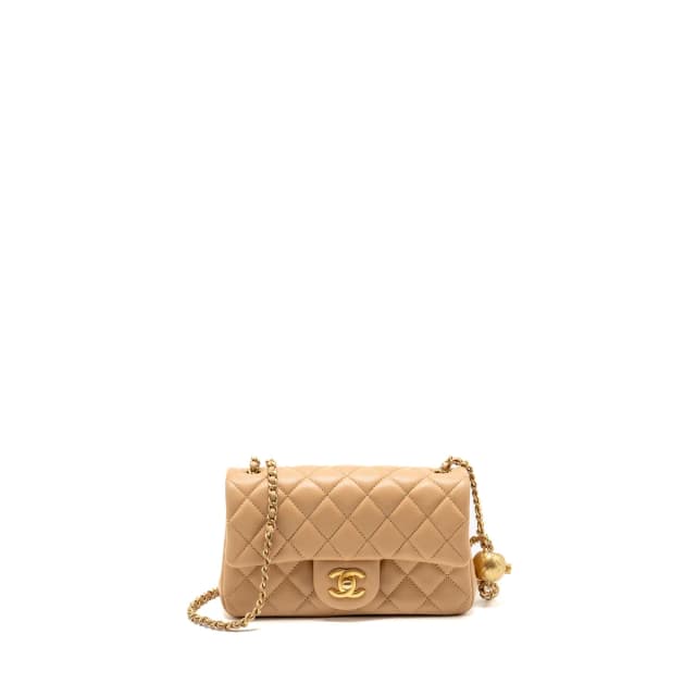 Chanel Pearl Crush Mini Rectangular Flap Bag Lambskin Beige GHW (Microchip) in Beige Lambskin from EMIER, photo 1 of 1
