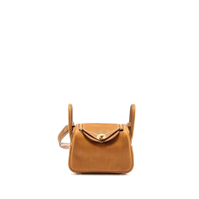 Hermès mini Lindy Barenia Faubourg Fauve GHW Stamp B in Leather from EMIER, photo 1 of 1