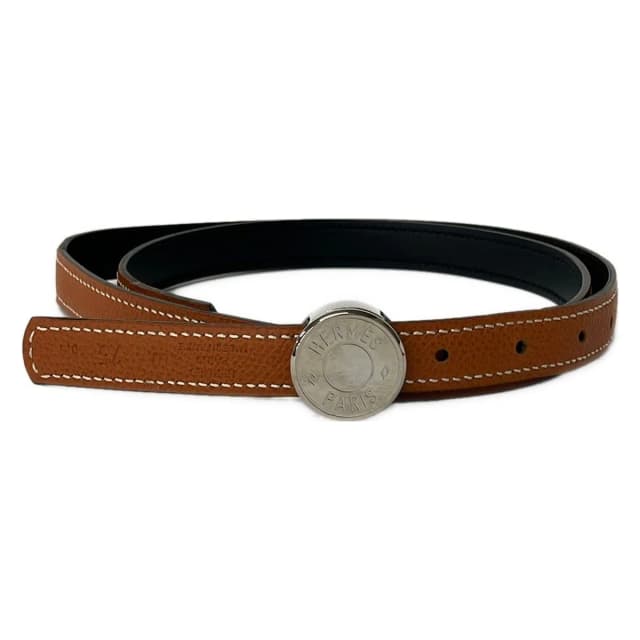 Hermès Belt 75 Sellier Brown Black Silver Reversible Leather in Black Leather from The Reluxe, photo 1 of 1