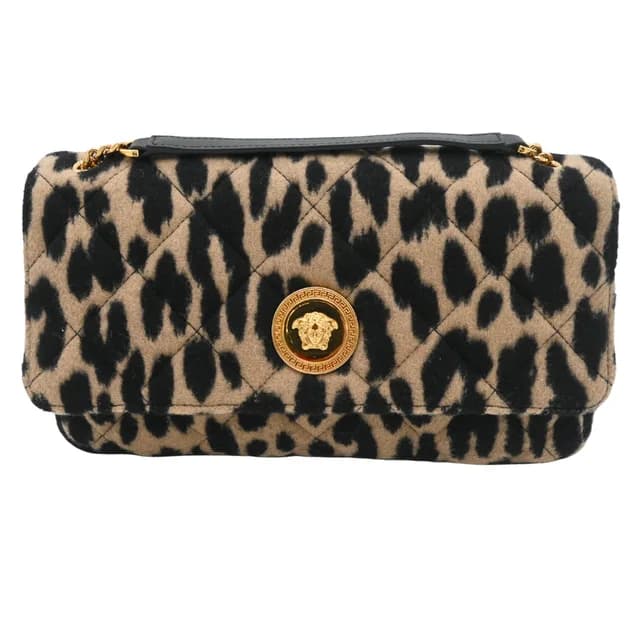 Versace Leopard Print Quilted Shoulder Bag in Canvas from Clotheshorse Anonymous, photo 1 of 1