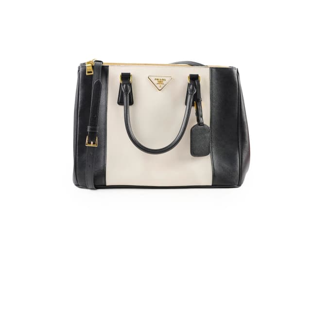 Prada Saffiano Galleria Tote Two Tone Black/White in Black Saffiano leather from The Purse Affair, photo 1 of 1