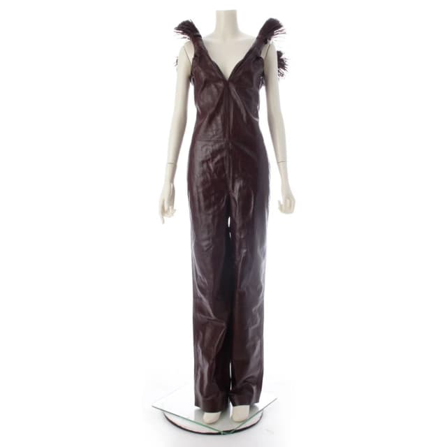 Bottega Veneta Jumpsuit Fringe Runway Burgundy 34 in Burgundy Leather from The Reluxe, photo 1 of 1