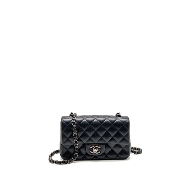 Chanel Mini Rectangular Flap Bag Caviar Dark Blue RUTHENIUM HARDWARE in Blue Caviar leather from EMIER, photo 1 of 1