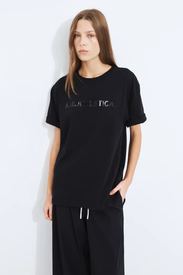 Athletica Bold Logo Tee in BLACK, image 1 of 1 from Aje