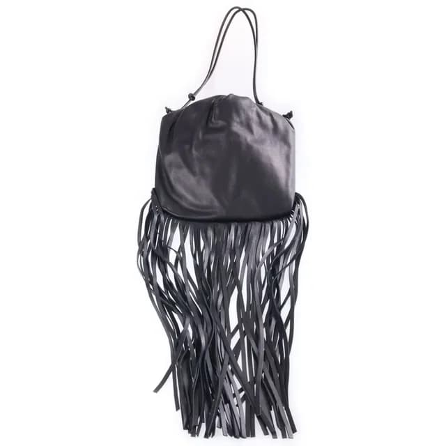 Bottega Veneta Fringe Shoulder Bag Black Leather in Black Leather from The Reluxe, photo 1 of 1
