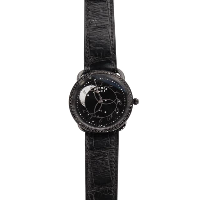 Hermès Stainless Steel & Diamond Arceau Ronde Des Heures Watch in Black from Blue Spinach, photo 1 of 1