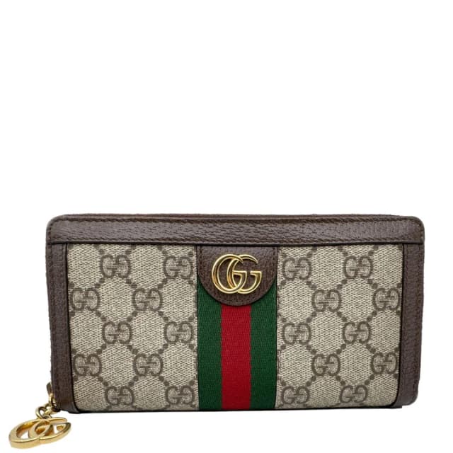 Gucci Ophidia Web GG Supreme Canvas Zip Around Wallet Beige 523154 in Beige Canvas from Dallas Designer Handbags, photo 1 of 1