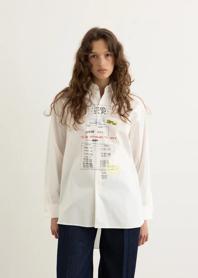 MM6 Graphic Print Shirt in Off White, image 1 of 1 from Incu