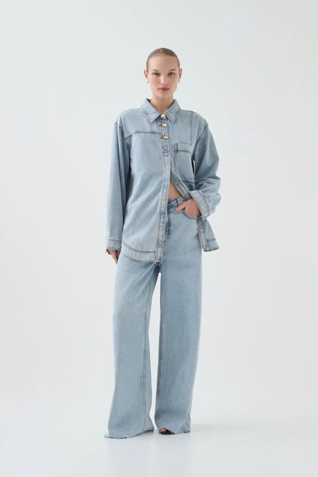 AJE Outline Denim Jeans in LIGHT SKY WASH, image 1 of 1 from Aje