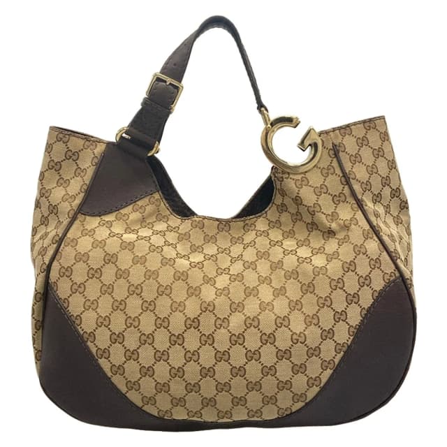 Gucci Tote Bag GG Pattern Charlotte Beige Dark Brown Leather in Brown Leather from The Reluxe, photo 1 of 1