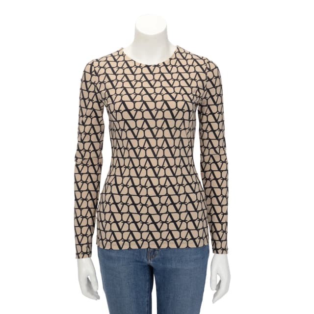 Valentino Garavani Jersey Vlogo Signature Long Sleeve Top L in Beige from Blue Spinach, photo 1 of 1