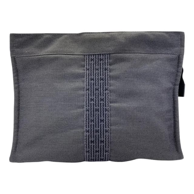 Hermès Herline Pouch MM Clutch Multi Case Gray Canvas Polyester Logo Sophistica in Grey Canvas from The Reluxe, photo 1 of 1