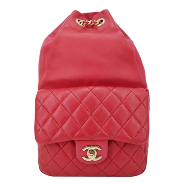Chanel In Seoul Small Quilted Lambskin Backpack Bag Red in Red Lambskin from Dallas Designer Handbags, photo 1 of 1