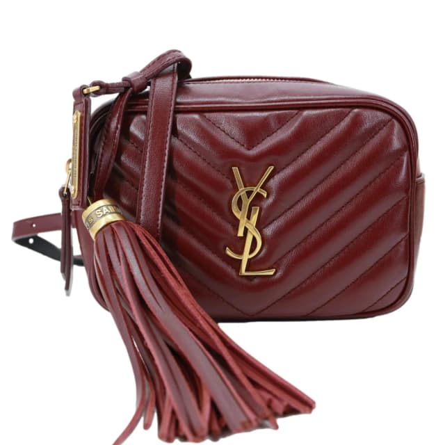 Saint Laurent Lou Calfskin Leather Crossbody Belt Bag Burgundy in Burgundy Calfskin from Dallas Designer Handbags, photo 1 of 1