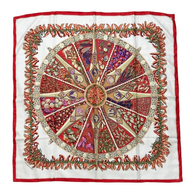 Hermès Carre 90 Aux Pays Des Epices Silk White Scarf in White Silk from The Reluxe, photo 1 of 1