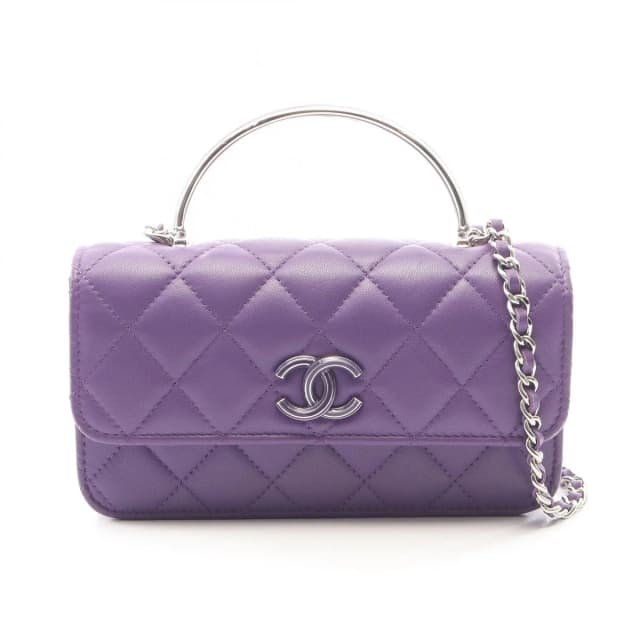 Chanel Shoulder Bag Quilted Top Handle Mini 2-Way Purple Lambskin Chain Wallet in Purple Lambskin from The Reluxe, photo 1 of 1