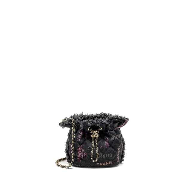 Chanel Small Bucket Bag Denim Black LGHW (Microchip) in Black Denim from EMIER, photo 1 of 1