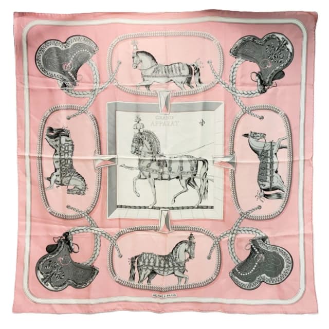 Hermès Grand Apparat Scarf Silk 100% Pink in Pink Silk from The Reluxe, photo 1 of 1