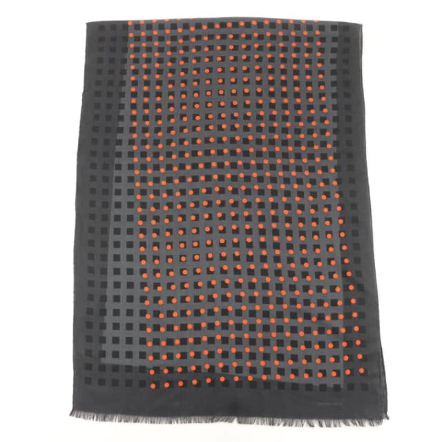 Hermès Cashmere Silk Dot Design With Fringe Large Shawl Stole Gray in Grey Silk from The Reluxe, photo 1 of 1