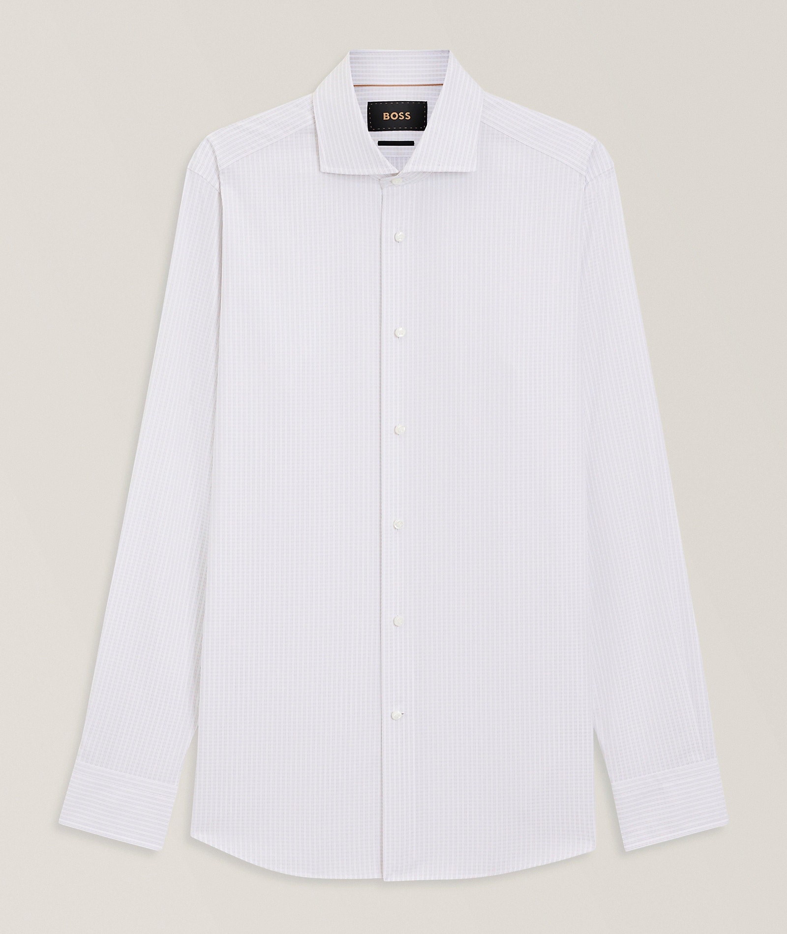 BOSS Josh Striped Cotton Dress Shirt in Grey, image 1 of 1 from Harry Rosen
