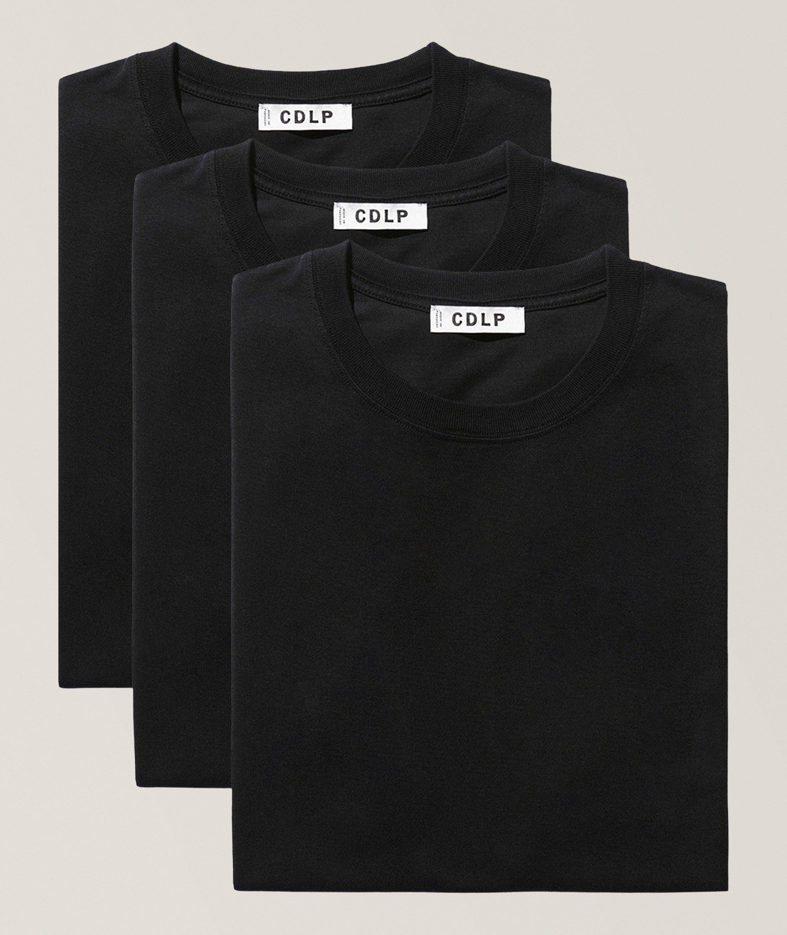 CDLP Three-Pack Midweight Lyocell-Pima Cotton T-Shirt in Black, image 1 of 1 from Harry Rosen