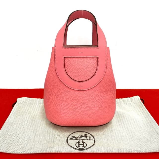 Hermès In The Loop 18 Taurillon Clemence Leather Handbag Mini Tote Rose Azalea in Pink Clemence leather from The Reluxe, photo 1 of 1