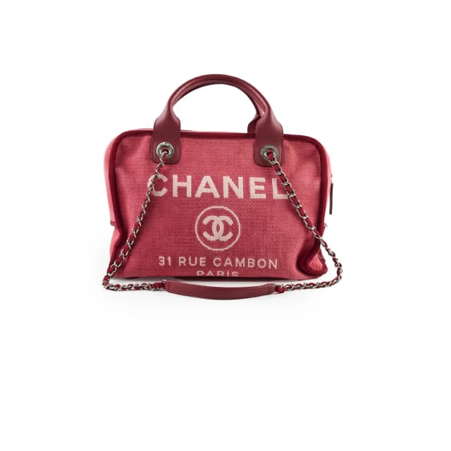 Chanel Deauville Canvas Small Bowling Bag Red 21 Series in Red Canvas from The Purse Affair, photo 1 of 1