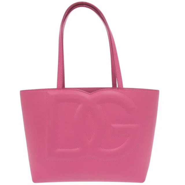 Dolce & Gabbana DG Logo Shopping Small Leather Pink Tote Bag & in Pink Leather from The Reluxe, photo 1 of 1