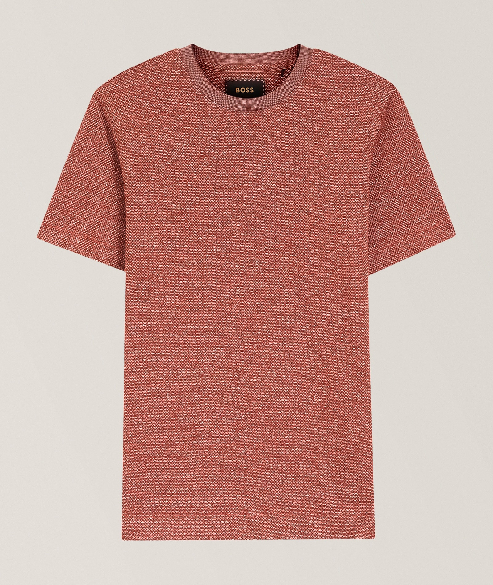 BOSS Mouliné Cotton-Blend T-Shirt in Brown 74% cotton, 15% linen, 11% silk, image 1 of 1 from Harry Rosen
