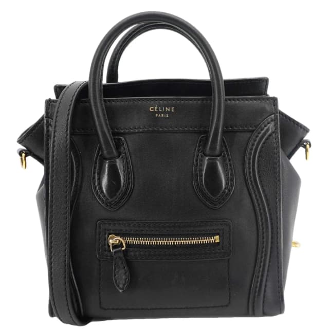 Celine Luggage Calfskin Leather Tote Shoulder Bag Black in Black Calfskin from Dallas Designer Handbags, photo 1 of 1