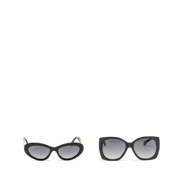 Chanel Square Sunglasses Heart CC Detailed and Cat Eye Sunglasses Letter and Chain Detailed Black GHW… in Black from EMIER, photo 1 of 1