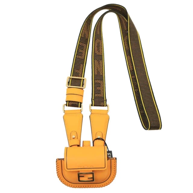 Fendi Baguette Convertible Leather AirPods Pro Case Orange in Orange Leather from Dallas Designer Handbags, photo 1 of 1