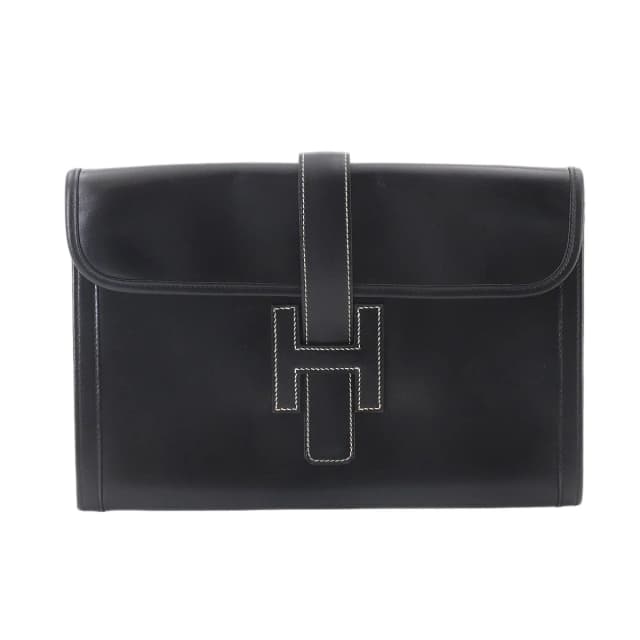 Hermès Jige PM Clutch Box Calf Black in Black Box leather from The Reluxe, photo 1 of 1