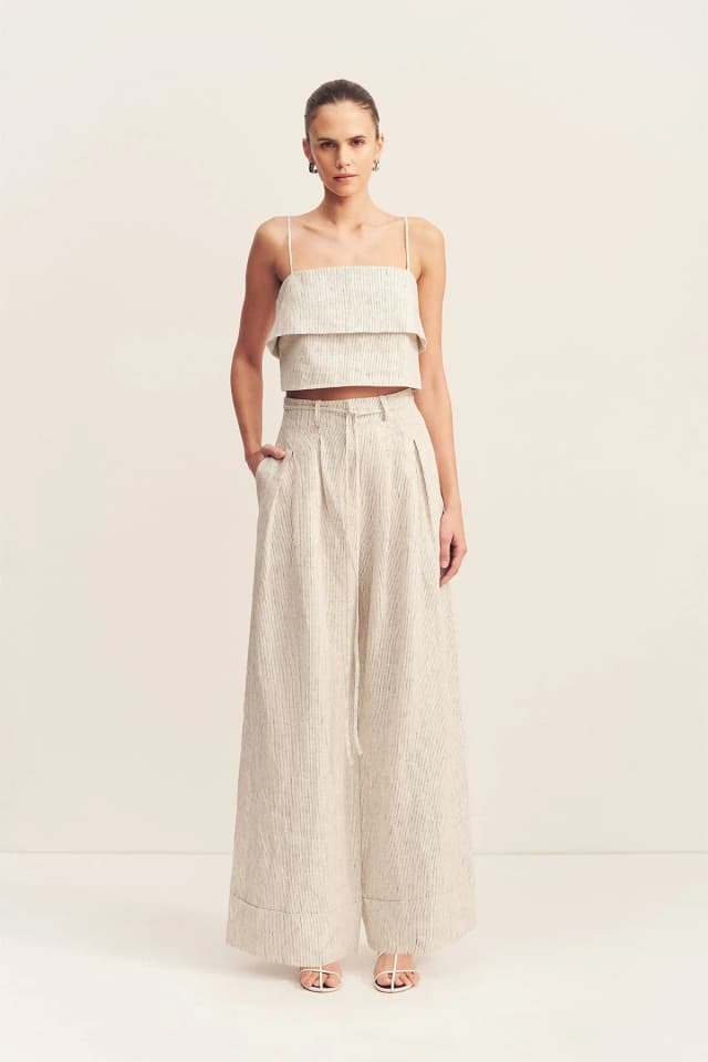 Shona Joy ALTO TEXTURED LINEN HIGH WAISTED PANT, image 1 of 1 from Shona Joy