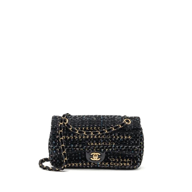 Chanel Medium Single flap bag tweed black GHW in Black Tweed from EMIER, photo 1 of 1