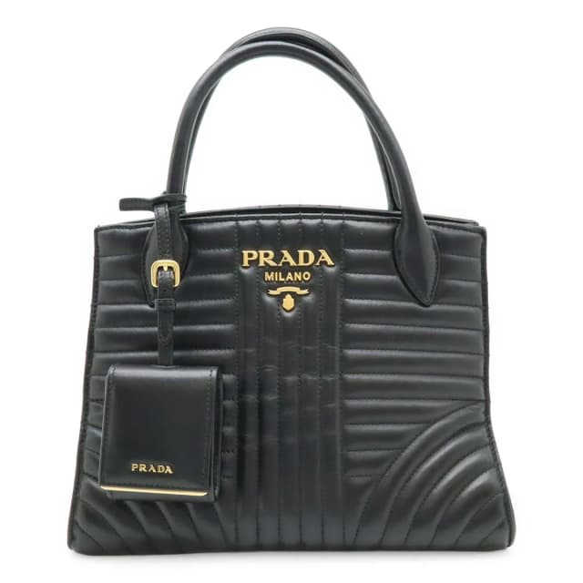 Prada Diagram Handbag Leather Nero Black Gold in Black Leather from The Reluxe, photo 1 of 1