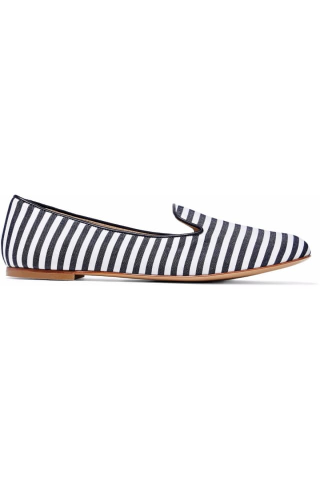 Giuseppe Zanotti Leather-Trimmed Striped Canvas Slippers, image 1 of 1 from THE OUTNET
