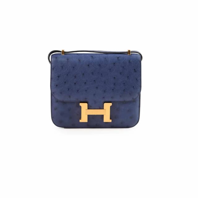 Hermès 18 Constance Bleu Saphir Ostrich Z Stamp in Blue Ostrich from The Purse Affair, photo 1 of 1