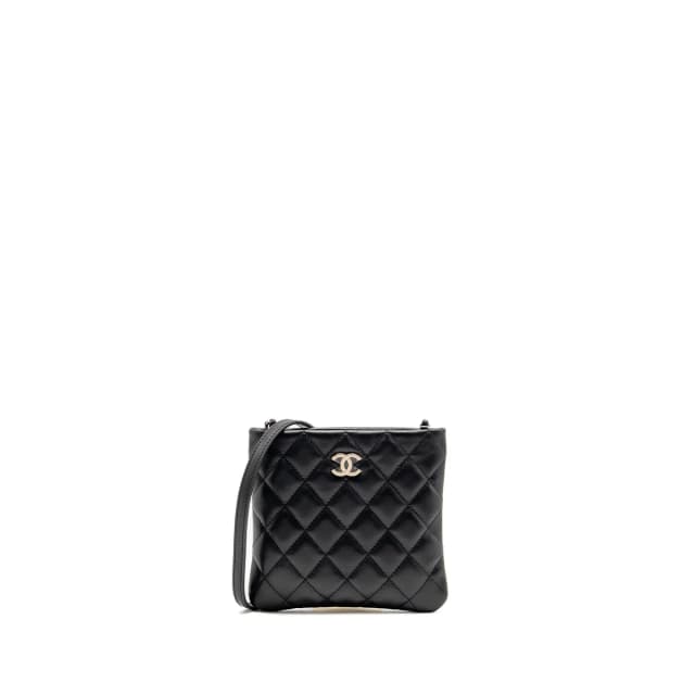Chanel uniform cc logo crossbody pochette calfskin black SHW in Black Calfskin from EMIER, photo 1 of 1