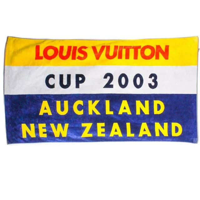 XL Huge Blue x Yellow x Red 2003 Auckland LV Cup Towel Throw in Red from Bagriculture, photo 1 of 1
