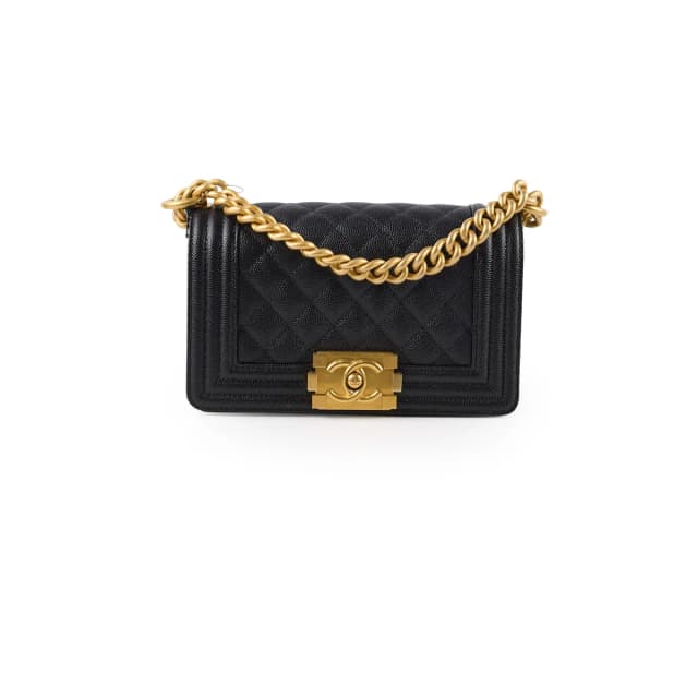 Chanel Small Boy Bag Black Caviar GHW (microchip) Leather Lined in Black Caviar leather from The Purse Affair, photo 1 of 1