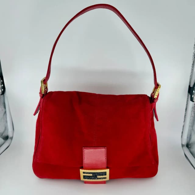 Fendi Red Mamma Baguette Shoulder bag in Red Suede from SparklesnDreams, photo 1 of 1