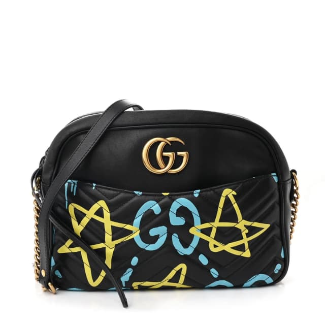 Gucci GG Marmont GucciGhost Calfskin Matelasse Leather Bag - Black in Black Calfskin from H&T, photo 1 of 1
