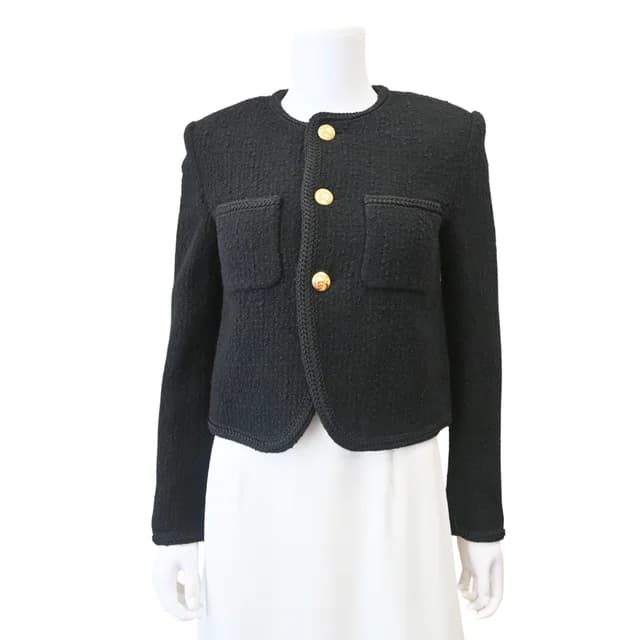 Celine Black Bouclé Tweed Chasseur Jacket in Black Tweed from Clotheshorse Anonymous, photo 1 of 1
