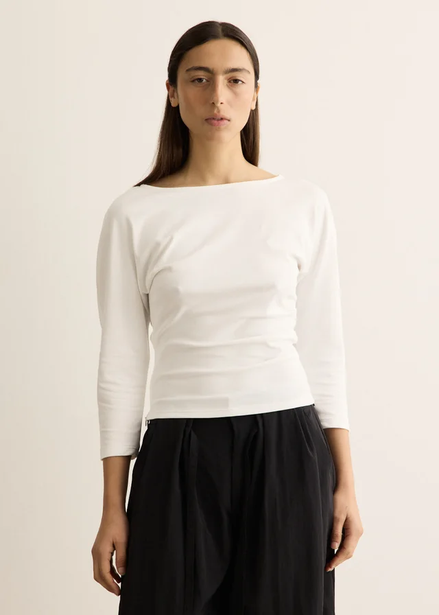 Incu Collection Wavelet Batwing Long Sleeve Top in WHITE, image 1 of 1 from Incu