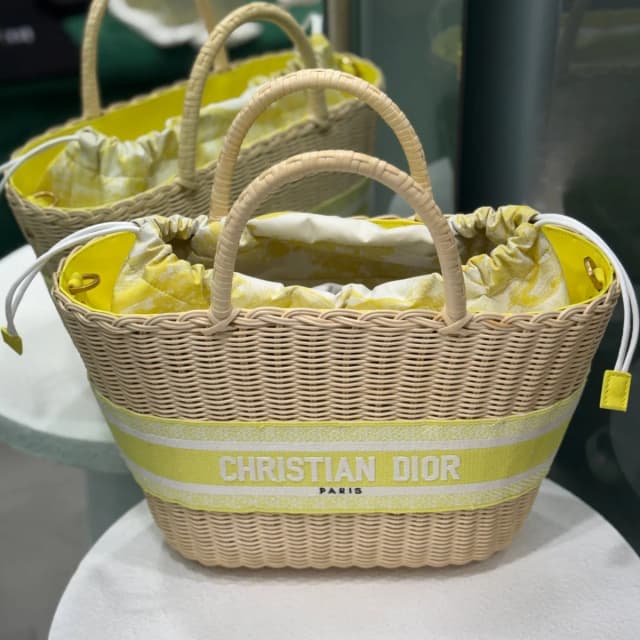 Dior Dioriviera Hat Basket Bag - Yellow in Yellow Woven leather from Revivre Luxury Consignment, photo 1 of 1
