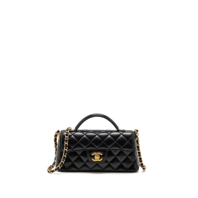 Chanel CC Top Handle Flap Bag Lambskin Black GHW (Microchip) in Black Lambskin from EMIER, photo 1 of 1