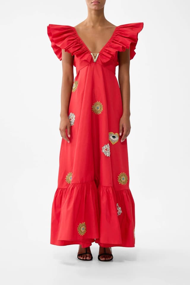 Camilla eBoutique FRILL NECK DRESS WITH HARDWARE NAZAR NIRVANA, image 1 of 1 from CAMILLA