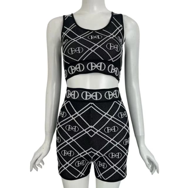 Hermès Set Shot Pants Vest Technical Knit All Over Pattern Black White 38 in Black from The Reluxe, photo 1 of 1