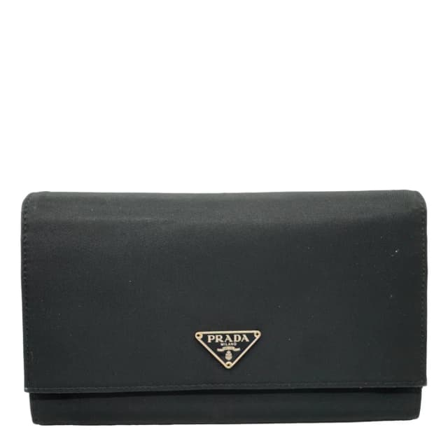 Prada Continental Flap Tessuto Nylon Wallet Black in Black Nylon from Dallas Designer Handbags, photo 1 of 1
